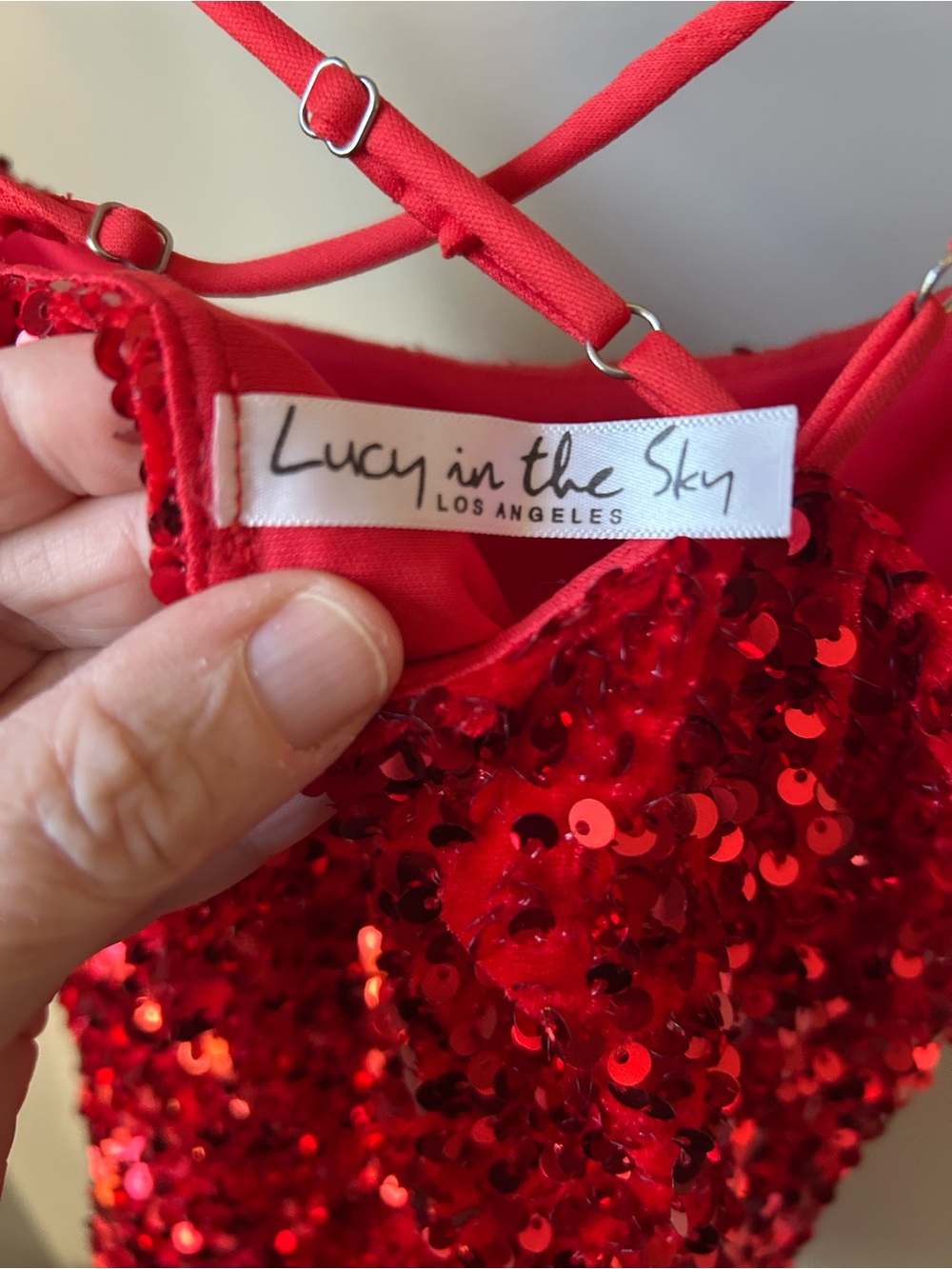 Lucy in the Sky Red Sequin Strappy Mini Dress - XS - Picture 3 of 5